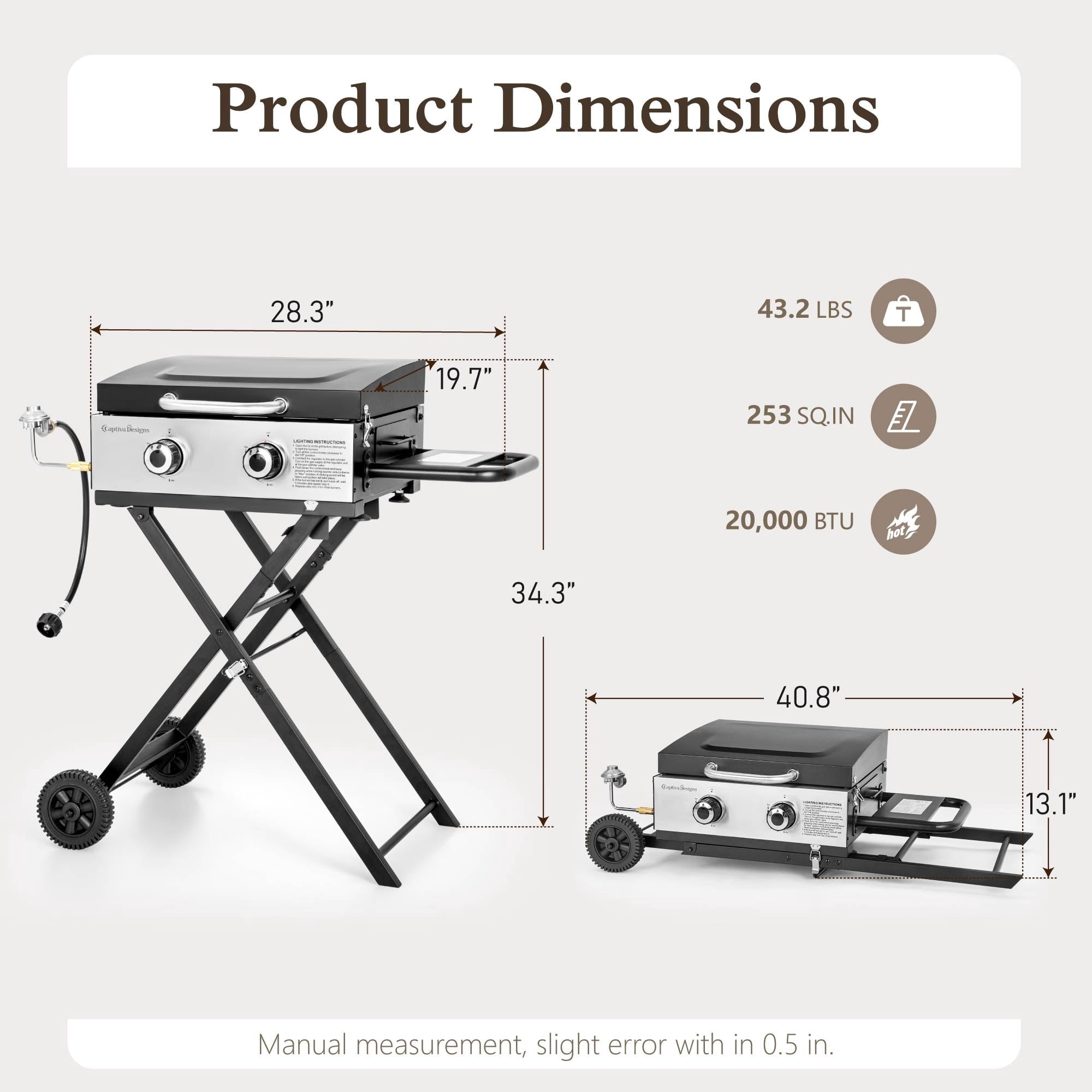 Alpha Joy Potable Outdoor Propane Gas Griddle with Wheels? 2-Burner Camping Flat Top Grill On The Go Alpha Joy