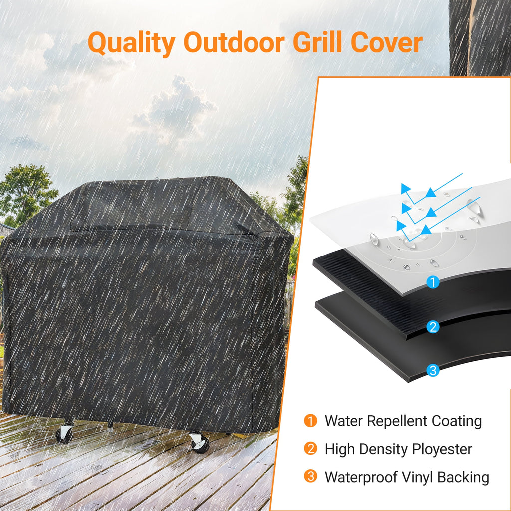 Gas Grill, Enyopro Propane Gas Grill, 4 Burner Stainless Steel BBQ Grill with Side Burner and Cover, 4 Universal Wheels for Outdoor Patio Garden Gas Grills