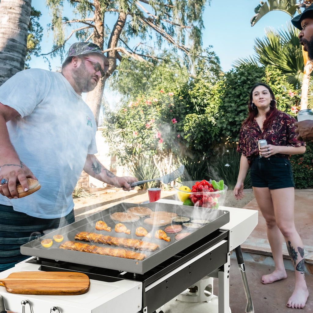 Royal Gourmet GB3000W 28-Inch 3-Burner Propane Gas Griddle in White, Griddle with Collapsible Side Shelves Royal Gourmet