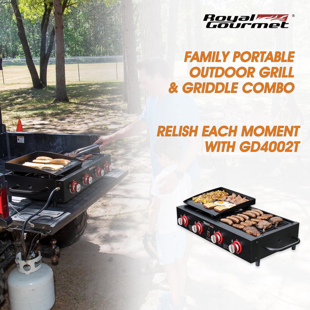 Royal Gourmet 4-Burner GD4002T Portable Gas Grill and Griddle Combo, 40000 BTU Royal Gourmet