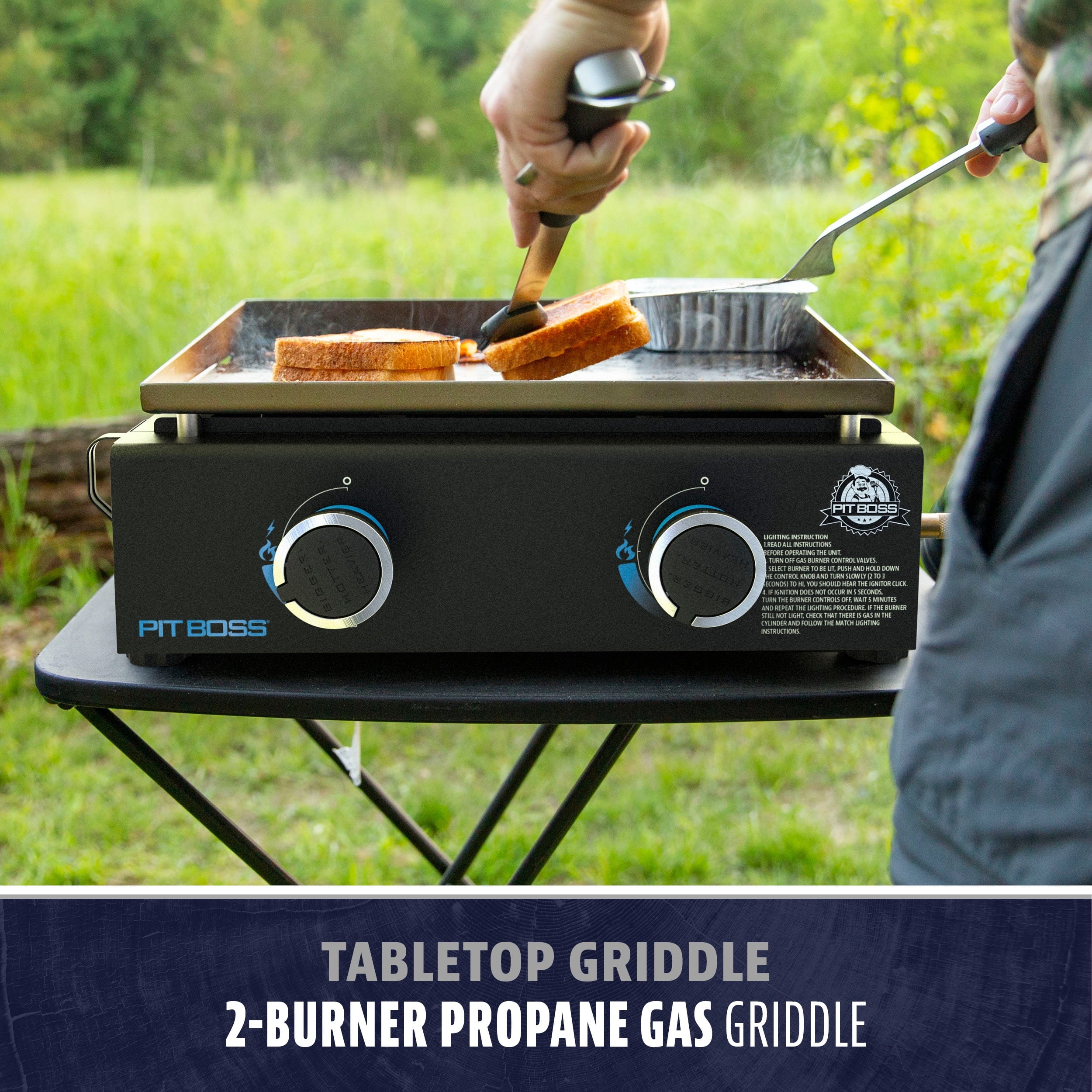 Pit Boss 2-Burner Tabletop Propane Gas Griddle with Cover Pit Boss
