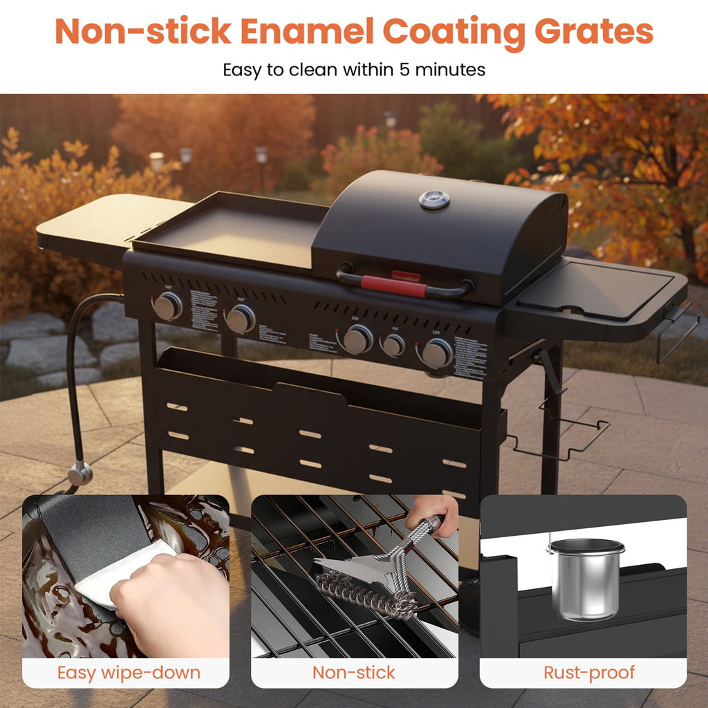 50,000 BTU Grill and Griddle Combo, 702 SQ.IN Cooking Space, Non-Stick Porcelain Enamel Grates, for Backyard BBQ, Outdoor Cooking Tcisa