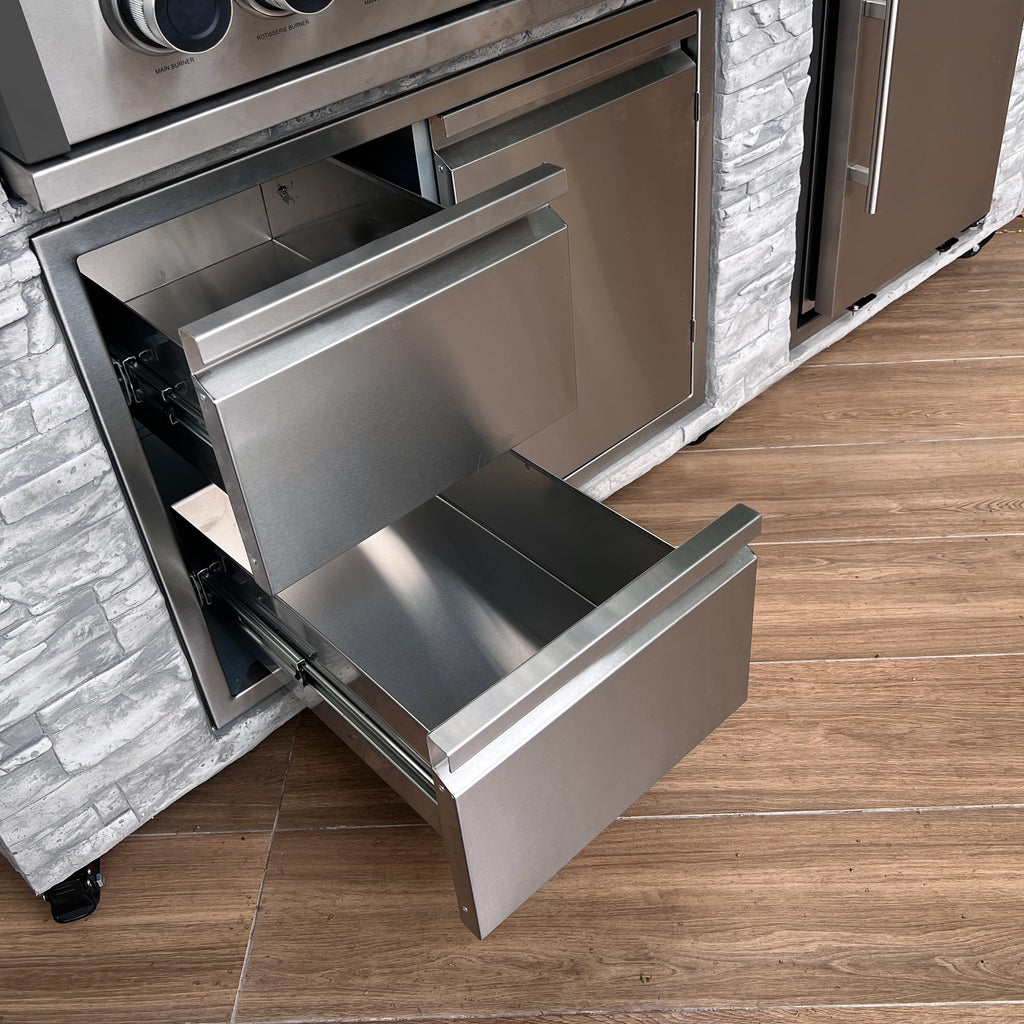 96 Inch European Ledge 5b Island Grill With Fridge And Outdoor Oven Prokan