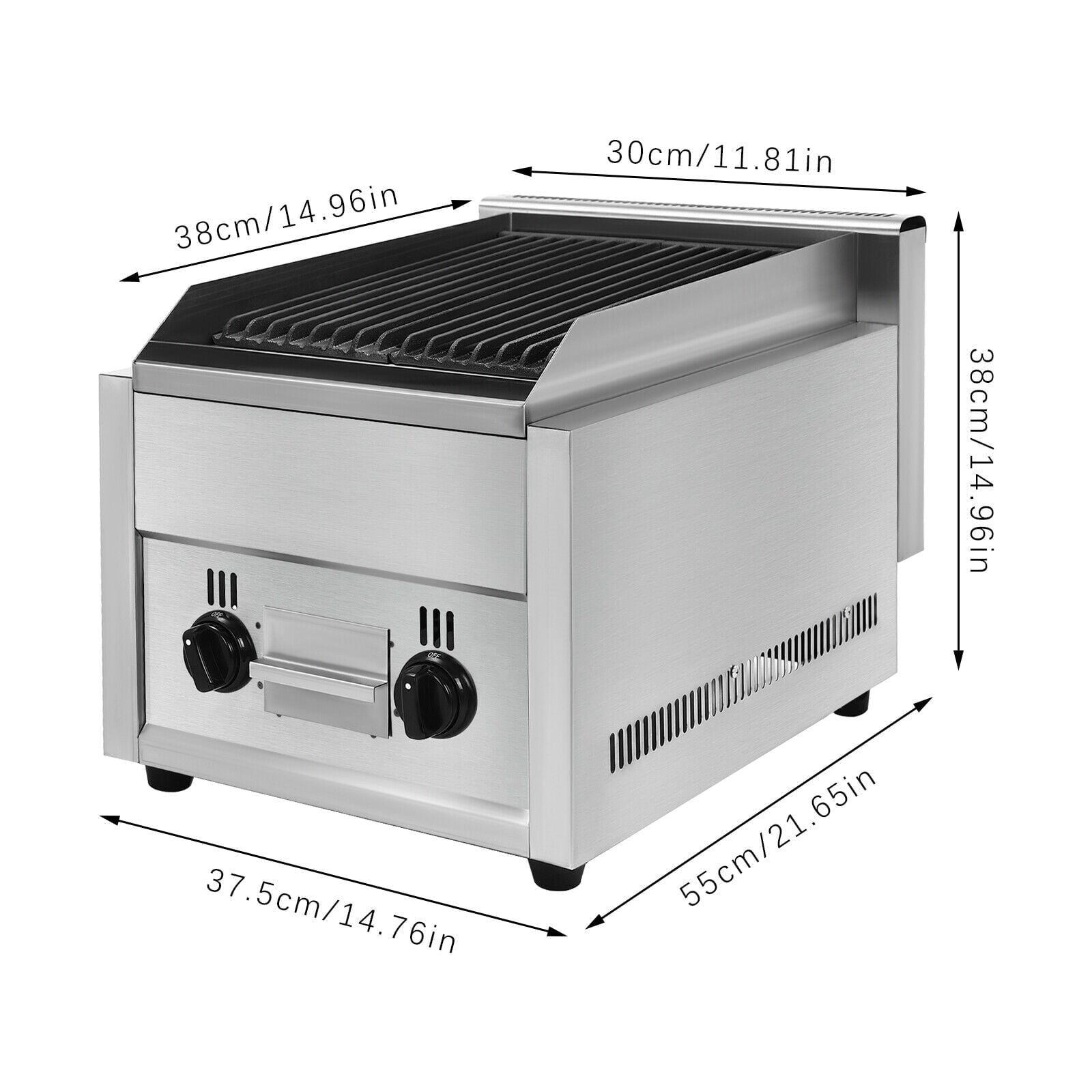 TFCFL 2 Burner Commercial Gas Grill LPG Tabletop Radiant Char Broiler Grill Camping Picnic BBQ Cooker TFCFL
