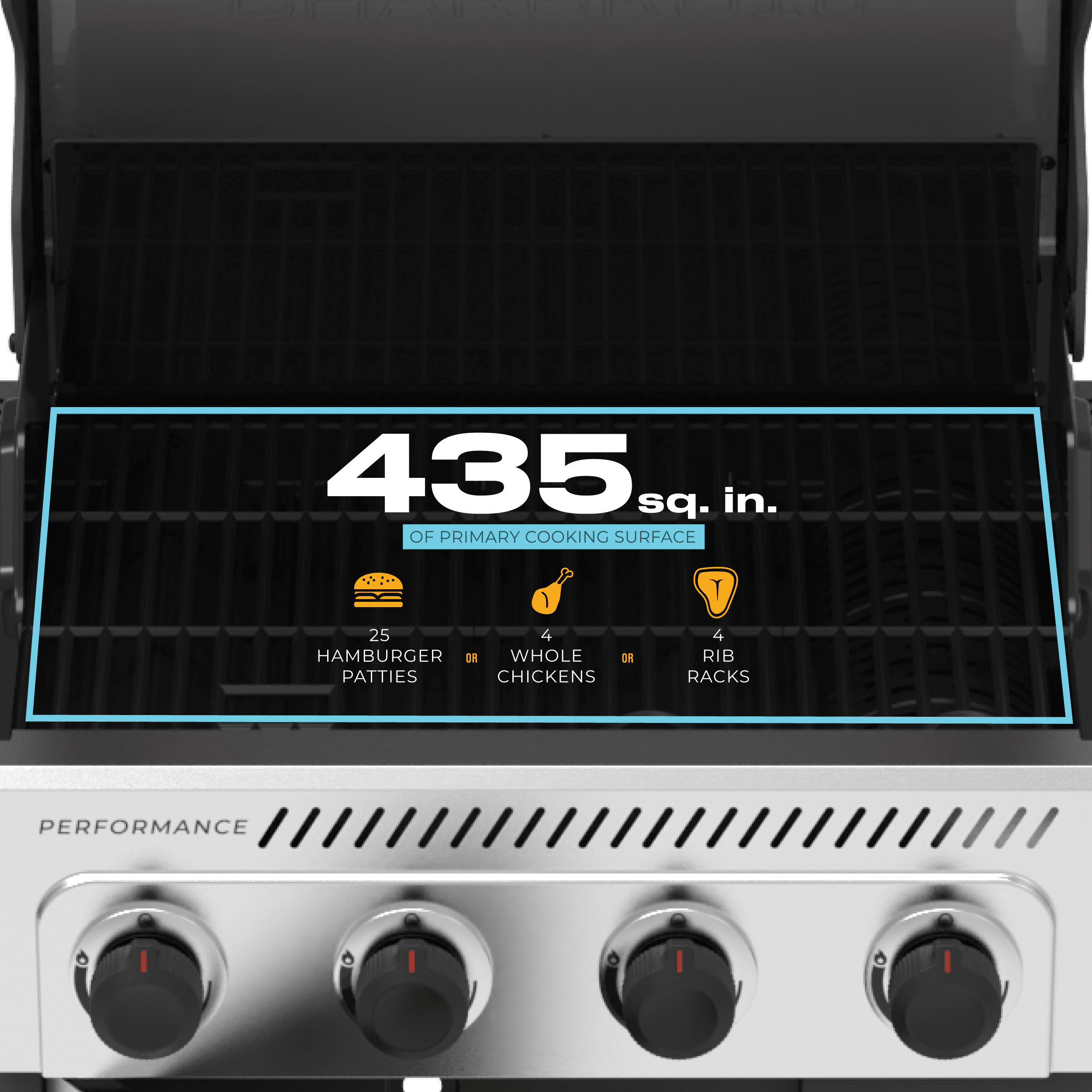 Charbroil? Performance Series? FlavorMax? 4 Burner Gas Grill Cabinet with Side Burner, Stainless Steel Gas Grills
