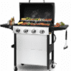 Enyopro 3 Burner Propane Gas Grill, 37,000BTU Stainless Steel BBQ Grill with Brush, Built-in Thermometer, 4 Universal Wheels for Outdoor Cooking Patio Backyard Gas Grills