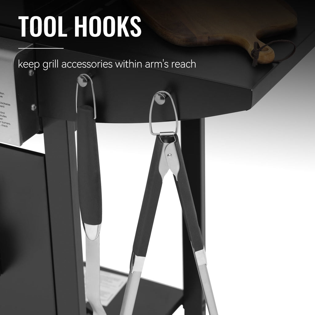Royal Gourmet 3-Burner BBQ Gas Grill with Front Spice Rack, Two Side Shelves and Hooks, 30,000 BTU, GH3001H Royal Gourmet
