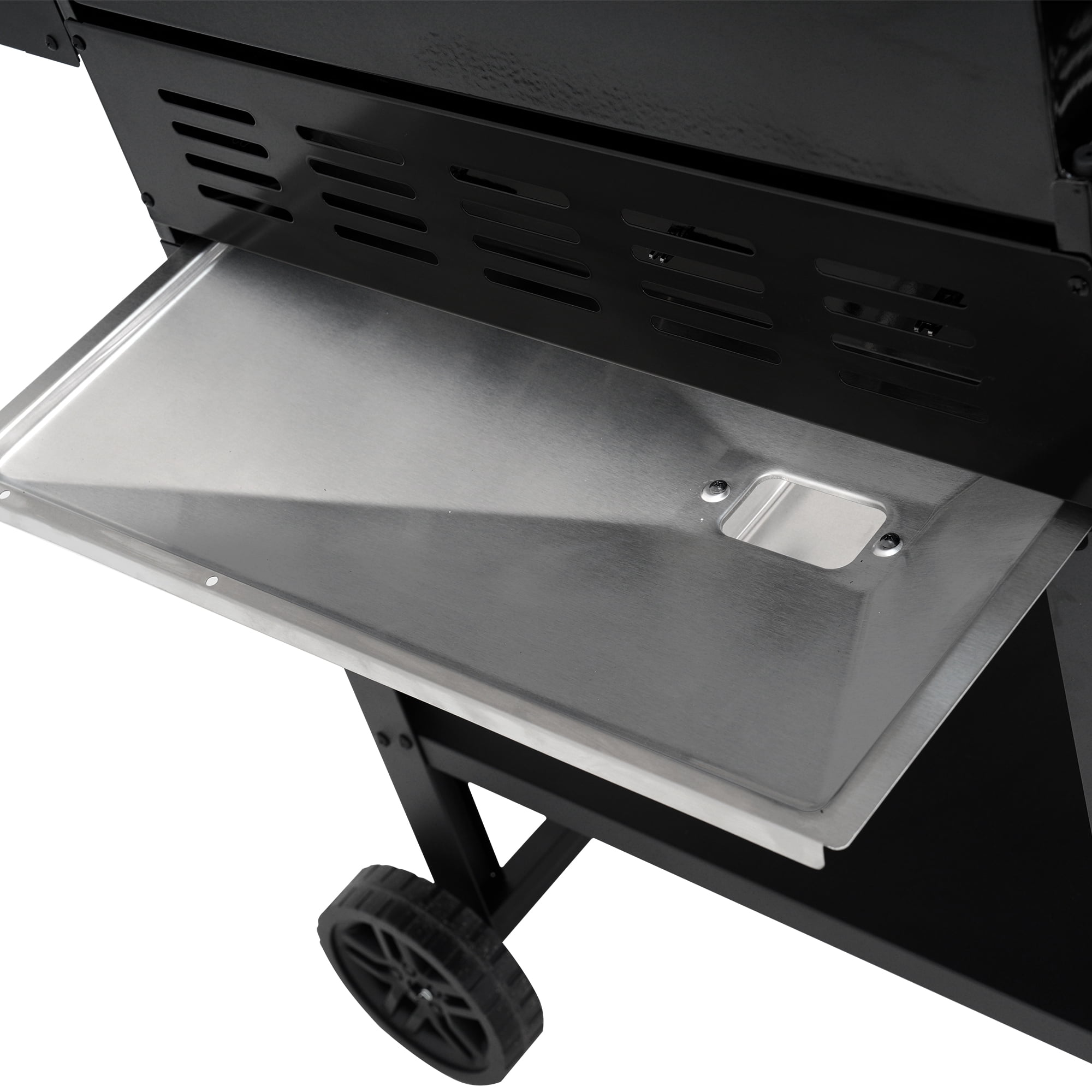 Monument Grills 4-Burner Liquid Propane Gas Grill, 38,000 BTU Stainless Steel Outdoor Barbecue Grill, Clearview Lid, Foldable Side Shelf, Easy Cleanup, M420MF Gas Grills