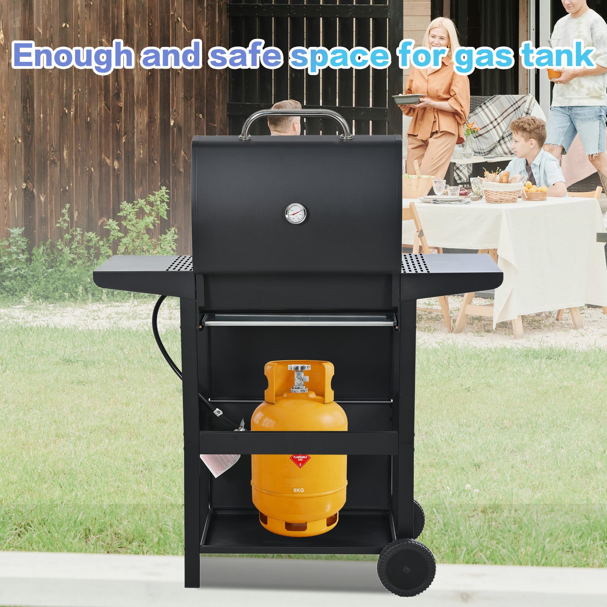 iCapeson 3-Burner Propane Gas Grill, 26,000 BTU Stainless Steel Outdoor BBQ Grill with 2 Side Shelves, Wheels, Thermometer & Bottle Opener for Patio, Garden, and Backyard Barbecue Gas Grills