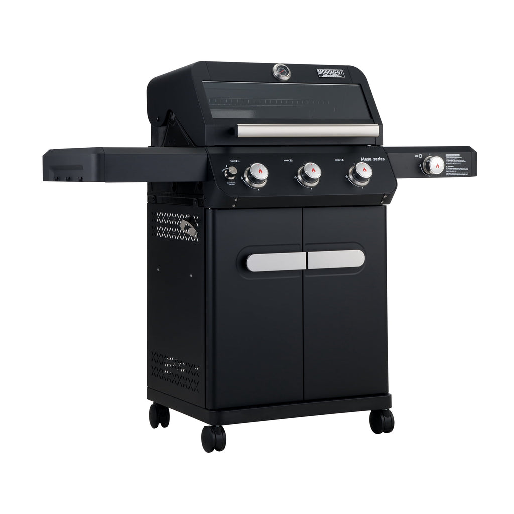 Monument Grills Mesa 3-Burner Black Propane Gas Grill with Clear View Lid and LED Controls Monument Grills