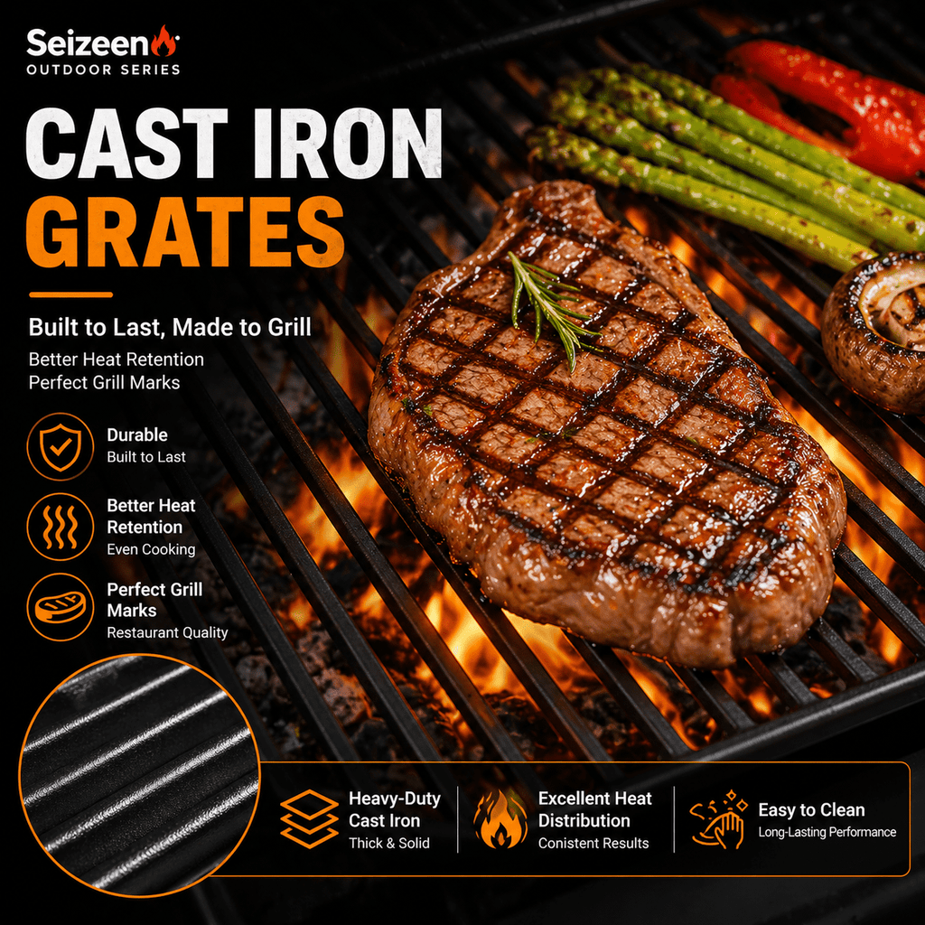 4 Burner Propane Gas Grill with Side Burner, 42000 BTU Stainless Steel BBQ Grill with Cast Iron Grates, 534 Sq In Cooking Area, Outdoor Barbecue Grill with Side Tables for Patio Backyard Cooking Gas Grills
