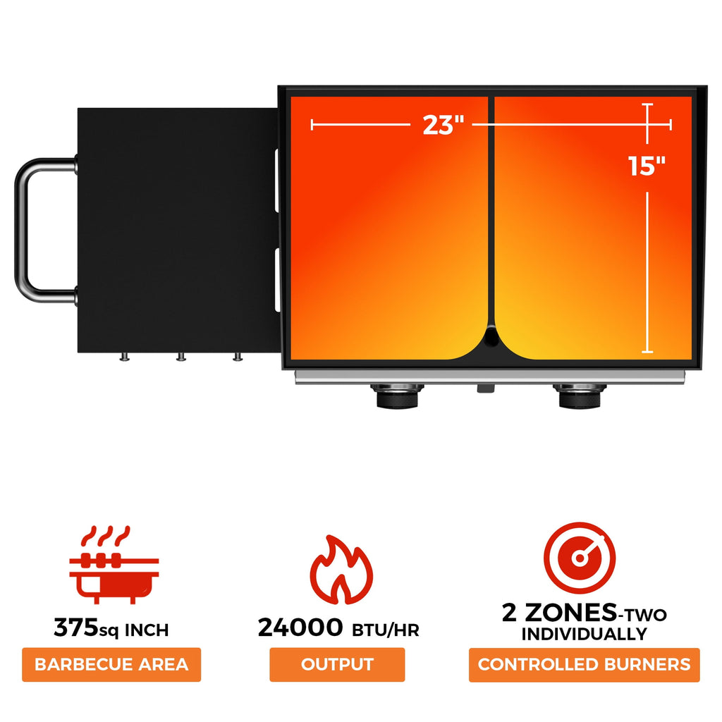 Master Cook 2-Burners Propane Griddle, Flat Top Gas Grill Griddle with Side Shelves for Outdoor BBQ, Camping Master Cook