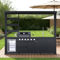 110-Inch 4-Burner 72,000 BTU Stainless Steel Outdoor Kitchen Island Grill with Wine Cooler Refrigerator, Rotisserie Kit, Granite Countertops, Storage Cabinets & Drawers Chery Industrial