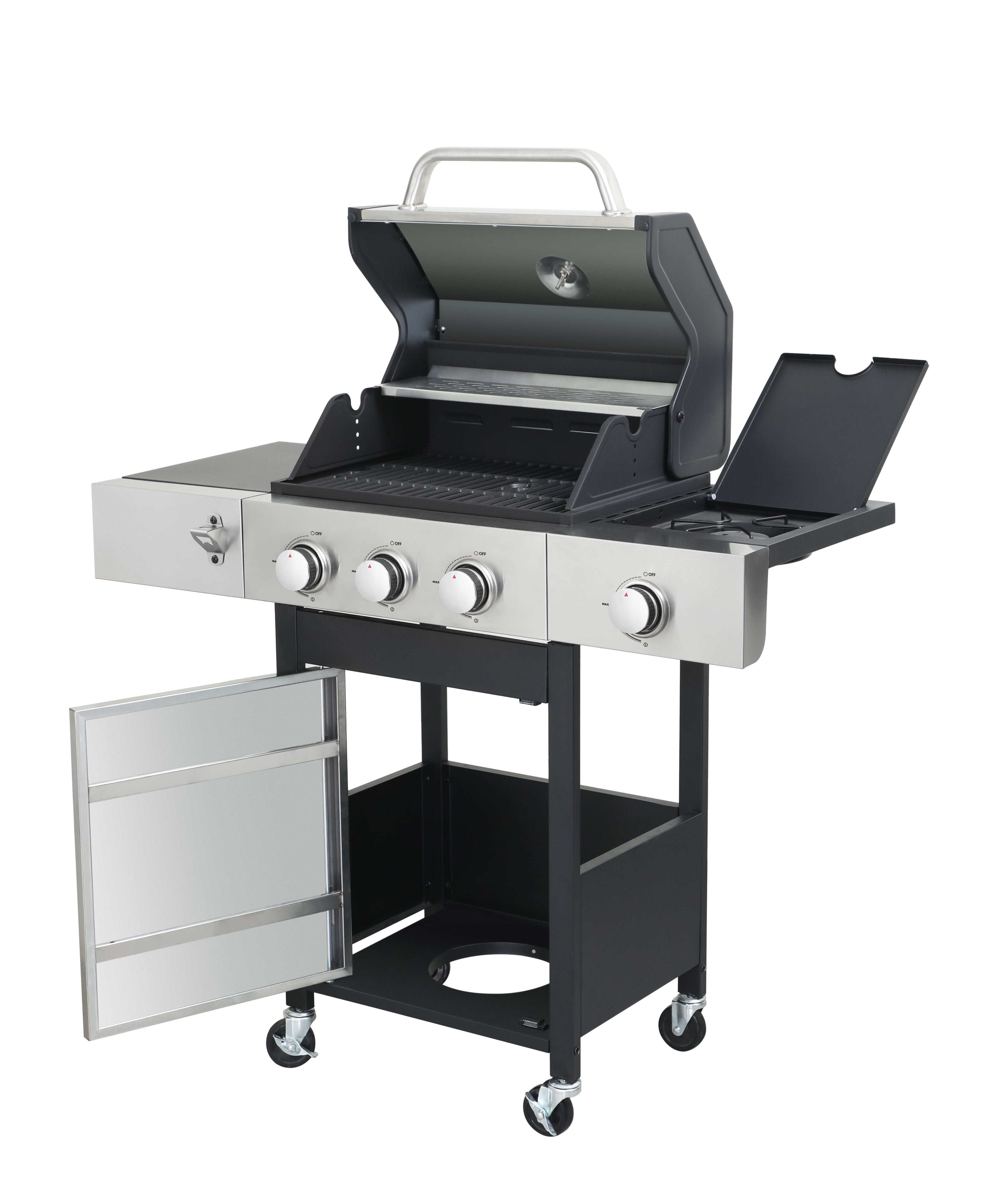 ENYOPRO 3 Burner Propane Gas Grill , Outdoor BBQ Grill with Side Burner, 37,230 BTU Gas Grill with Warming Rack, Thermometer, Lockable Casters for Patio, Garden & Camping Enyopro