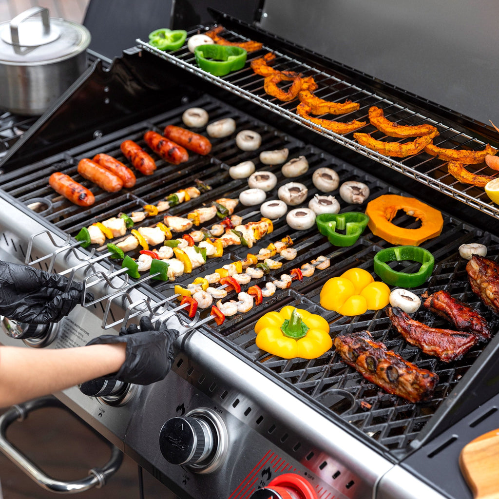 Royal Gourmet GA5404G Deluxe 5-Burner Gas Grill with Sear Burner and Side Burner, 64,000 BTU Cabinet Style Gas Grill, Gray Royal Gourmet