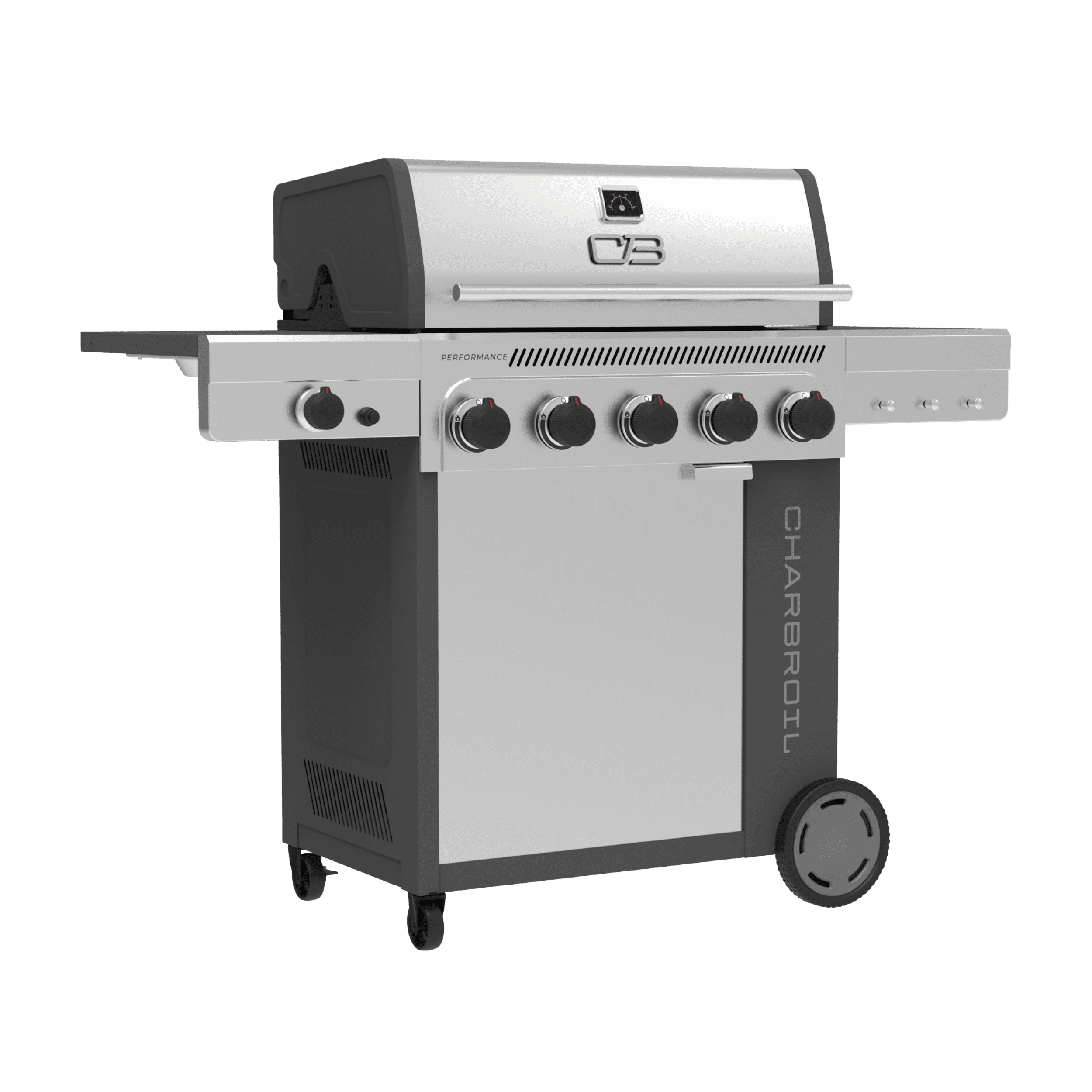 Charbroil Performance Series? FlavorMax? 5 Burner Gas Grill Cabinet with Side Burner Gray Stainless Charbroil