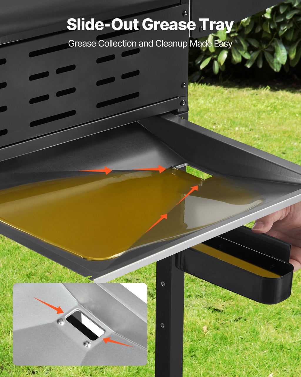 VEVOR Gas Grill, 3 Burner Propane Gas Grill with Spacious 338 SQ.In Grilling Area, Carbon Steel Enamel Grates, Outdoor 36,000 BTU Patio Garden BBQ Grills with Foldable Side Shelves, Carbon Steel VEVOR