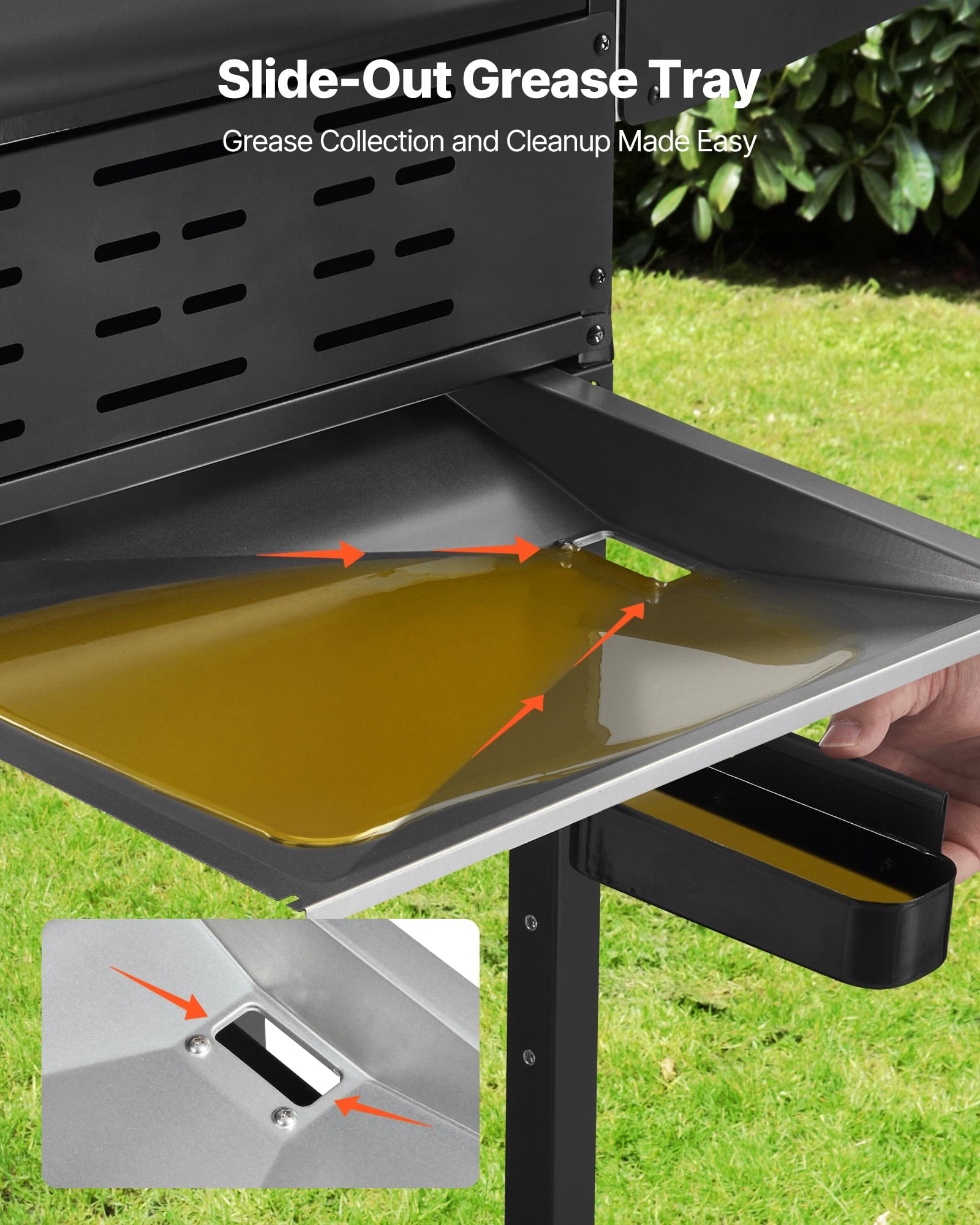 VEVOR Gas Grill, 3 Burner Propane Gas Grill with Spacious 338 SQ.In Grilling Area, Carbon Steel Enamel Grates, Outdoor 36,000 BTU Patio Garden BBQ Grills with Foldable Side Shelves, Carbon Steel VEVOR
