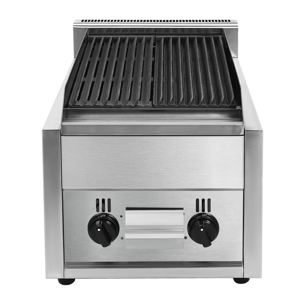 21 Radiant Char Broiler Grill 2 Burner Gas & Propane Commercial Restaurant Gas Grill 2800Pa for Backyard, Garden, Courtyard, Terrace