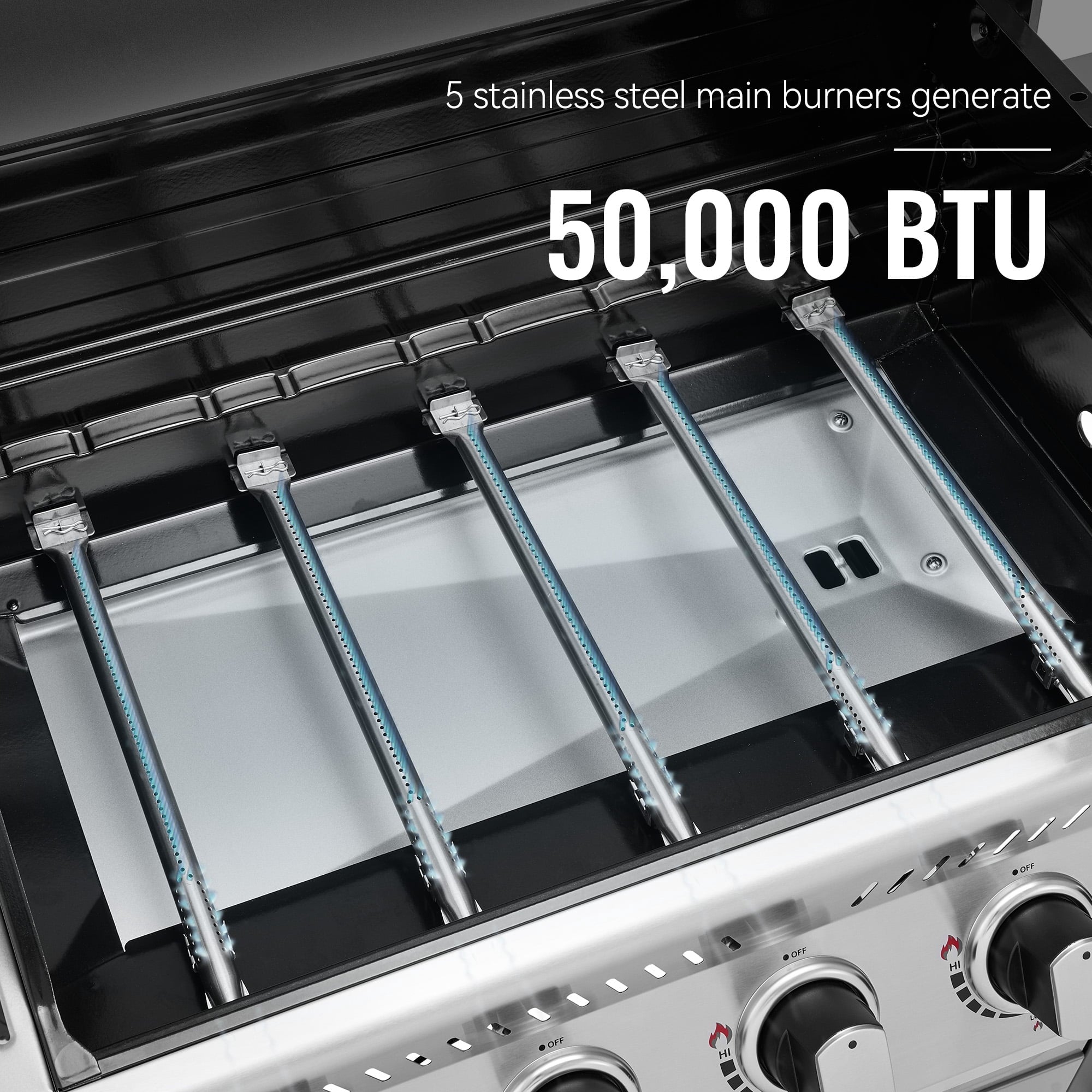 Royal Gourmet GA5401T 5-Burner BBQ Liquid Propane Gas Grill with Side Burner, Stainless Steel 60,000 BTU Barbecue Grill for Patio Garden Picnic Backyard Party, Silver Royal Gourmet