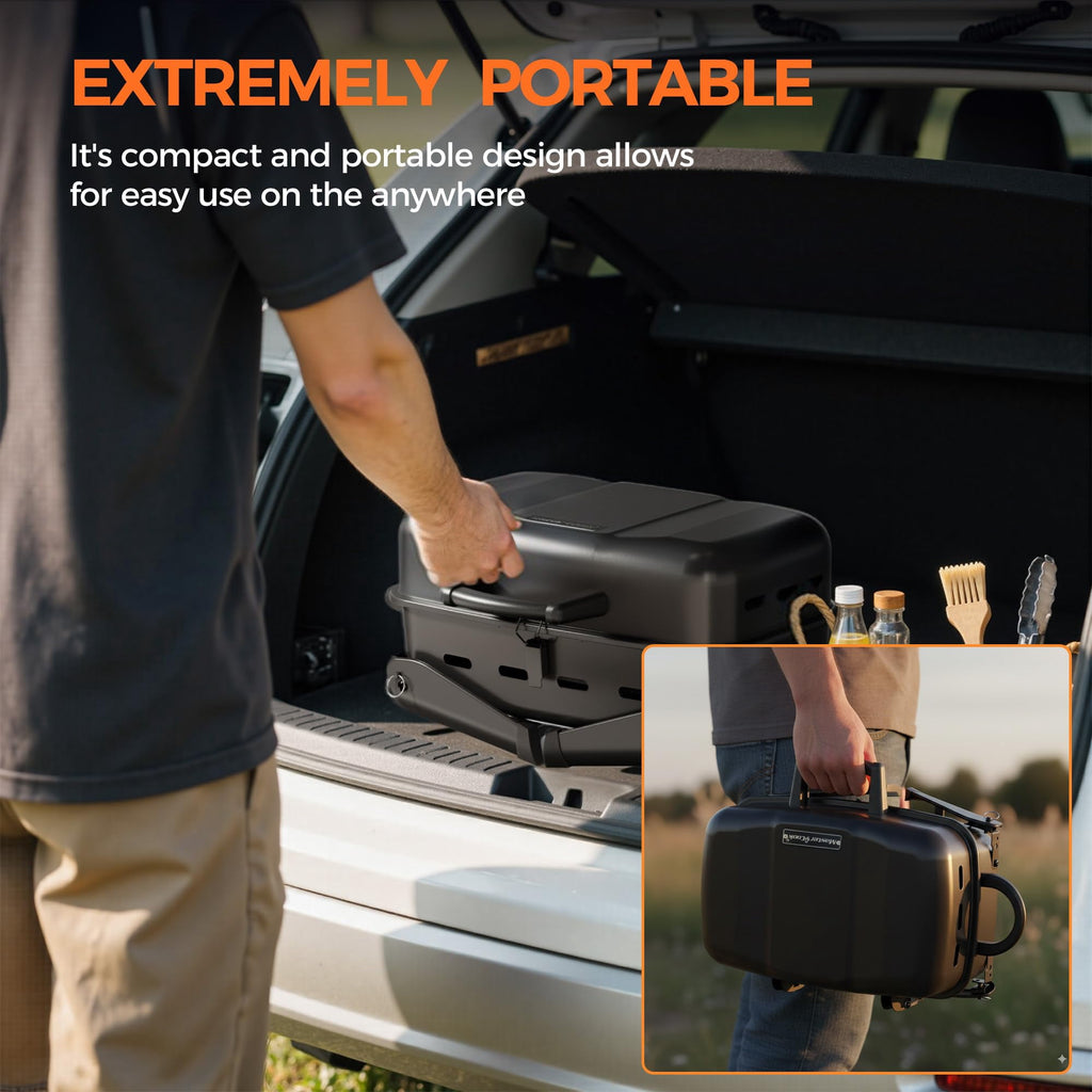 MASTER COOK Portable Gas Grill, 10,000 BTU Outdoor Tabletop BBQ Propane Grill with Foldable Legs for  RV, Camping Master Cook
