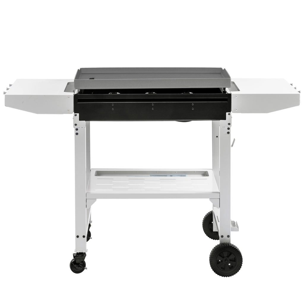 Royal Gourmet GB3000W 28-Inch 3-Burner Propane Gas Griddle in White, Griddle with Collapsible Side Shelves Royal Gourmet