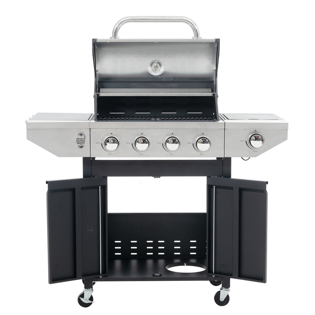 Miniyam 4-Burner Propane Gas Grill, 46,500 BTU Outdoor BBQ Grill with Side Burner, Stainless Steel My Store