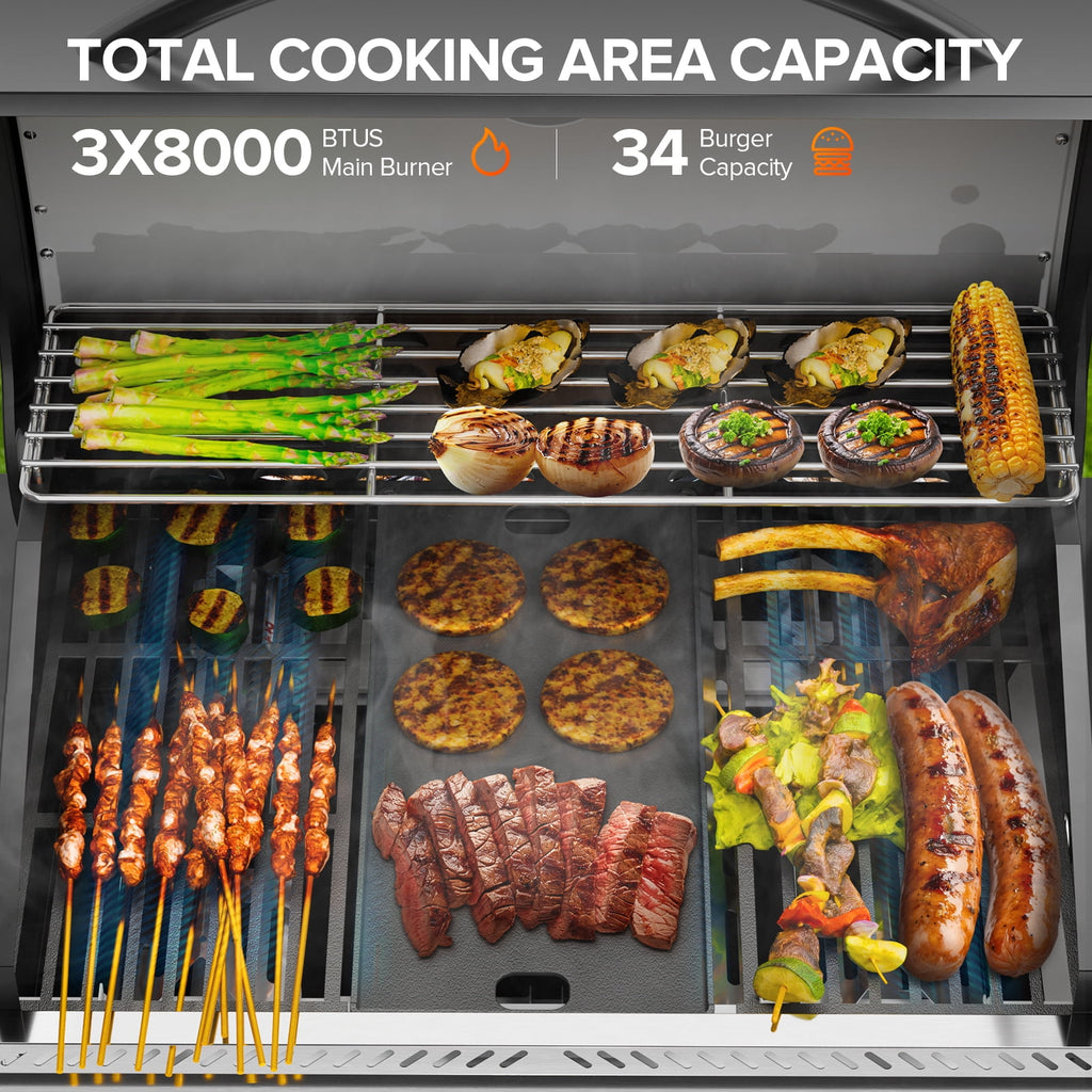 LHRIVER Stainless Steel 4 Burner Propane Gas Grill with Side Burner, Portable Outdoor Barbecue Grill, 42,000 BTU My Store
