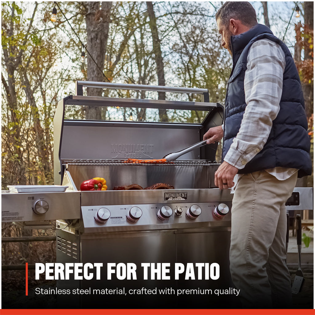 Monument Grills Denali Series 6-Burner Black Dual Fuel Cabinet Grill with Clearview Lid and LED Knobs Monument Grills