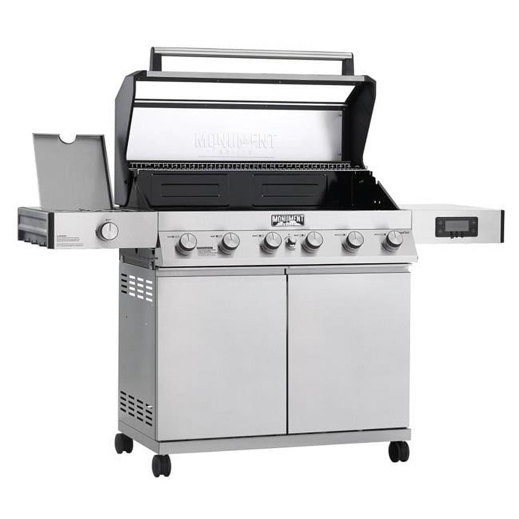 Monument Grills Denali Series 6-Burner Black Dual Fuel Cabinet Grill with Clearview Lid and LED Knobs Monument Grills