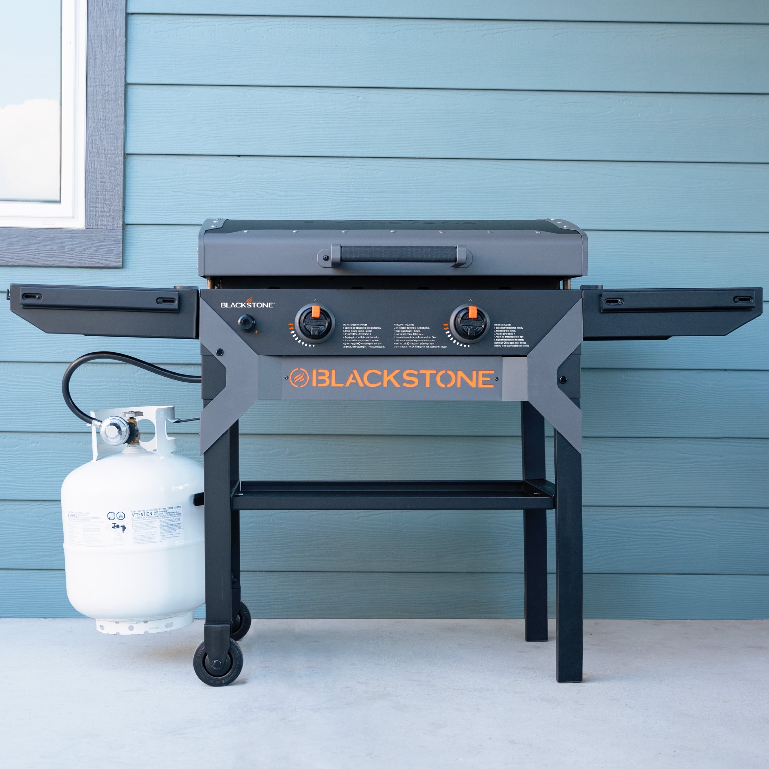Blackstone 28 Propane Griddle Grill 2311 - Portable Outdoor Flat Top for Cooking with X-Braced Hood & Durable Powder Coated Steel - Iron Forged Omnivore Griddle Blackstone
