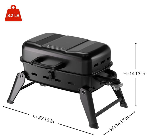 10,000 BTU Portable Gas Grill, Outdoor Compact BBQ Small Propane Grill with Foldable Legs for RV, Hiking, Camping, Patio, Tailgating TeuheJ
