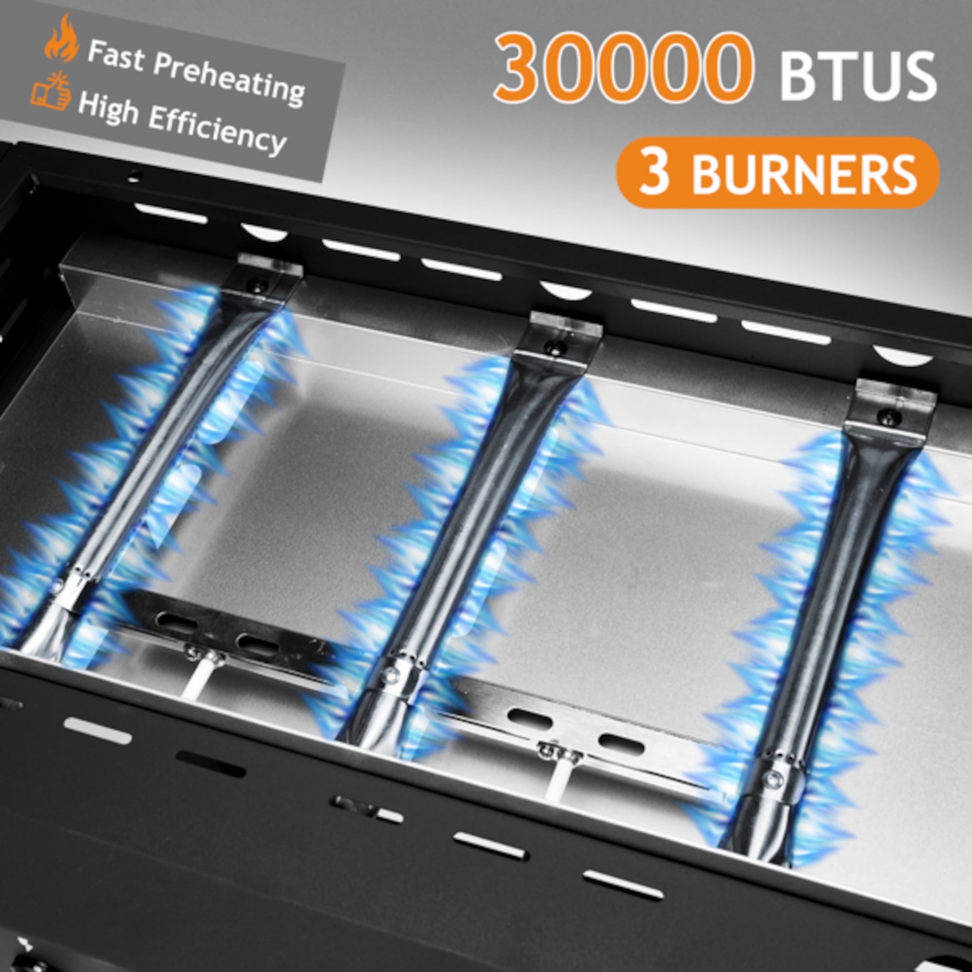 Alvantor 3 Burner Propane Gas Griddle with Ceramic Coated Cast Iron Pan Black 25.8 x 21.3 in Gas Grills