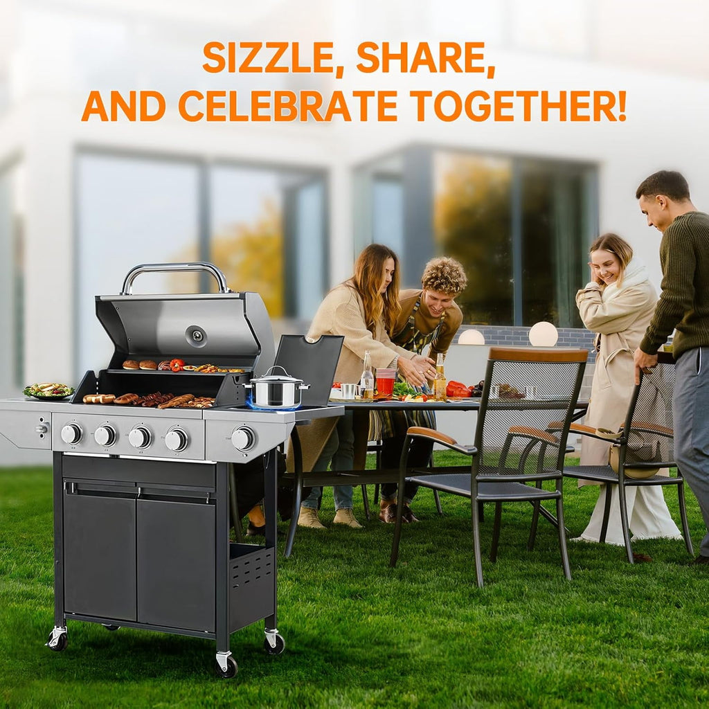 Lohasly 4-Burner Black Propane Gas Grill Gas Grills