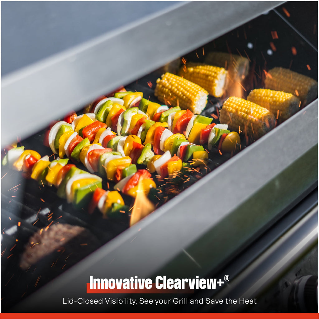 Monument Grills Denali Series 6-Burner Black Dual Fuel Cabinet Grill with Clearview Lid and LED Knobs Monument Grills