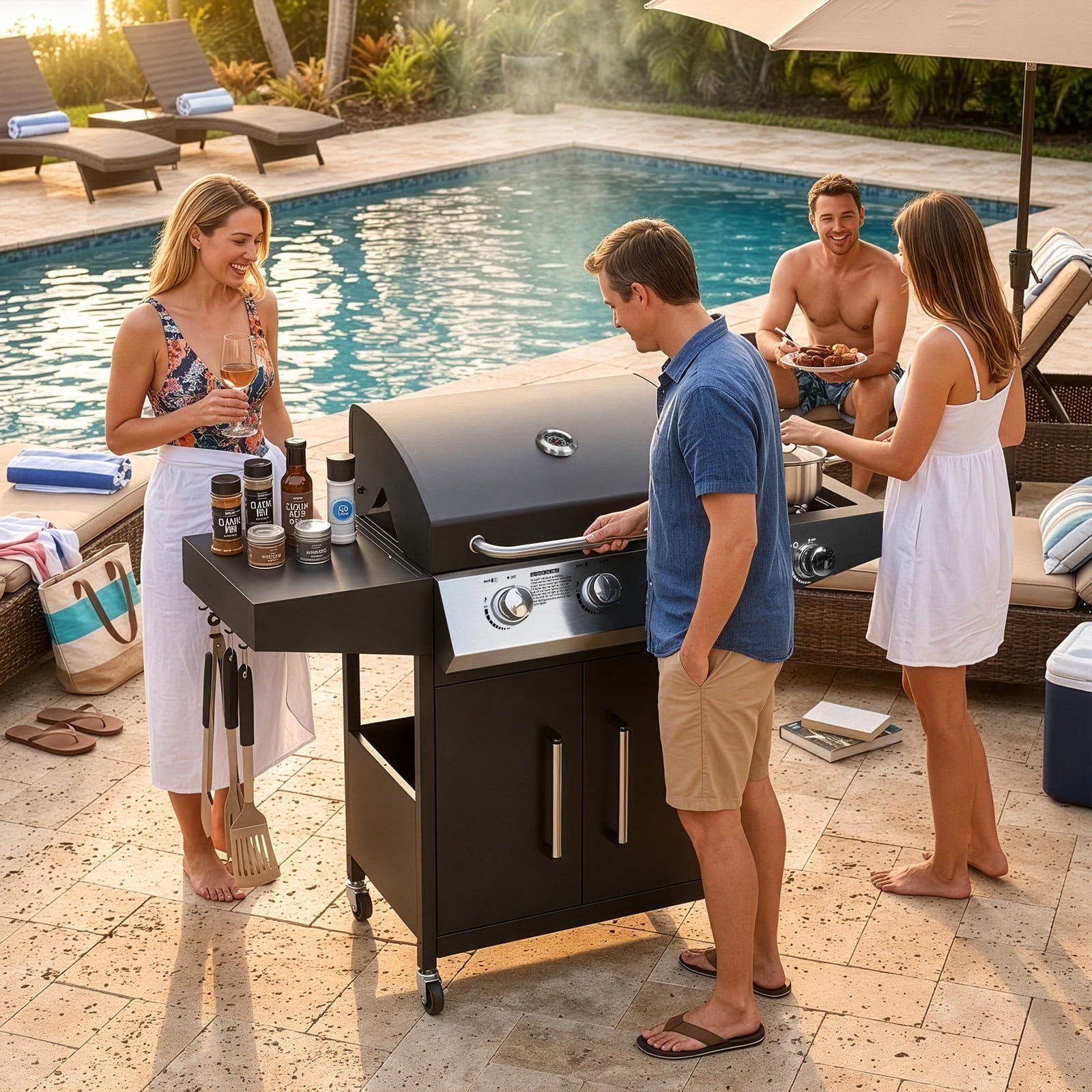 SalonMore Outdoor Gas Grill with Side Stove 46000BTU for Patio Outdoor Party Cooking BBQ SalonMore