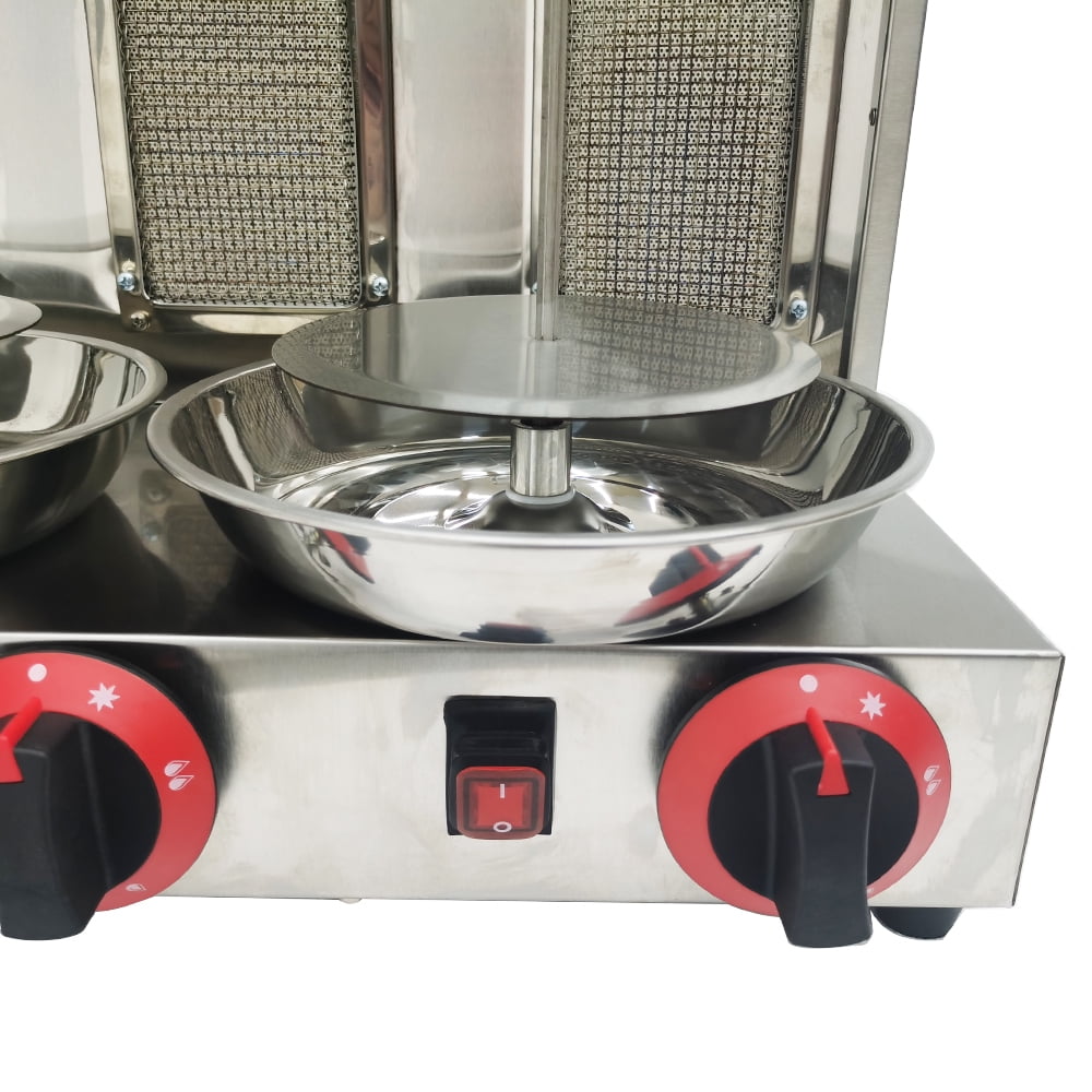 Techtongda Shawarma Machine Gas Kebab Gyro Grill Machine Propane Doner Kebab Machine with 3 Burners Techtongda