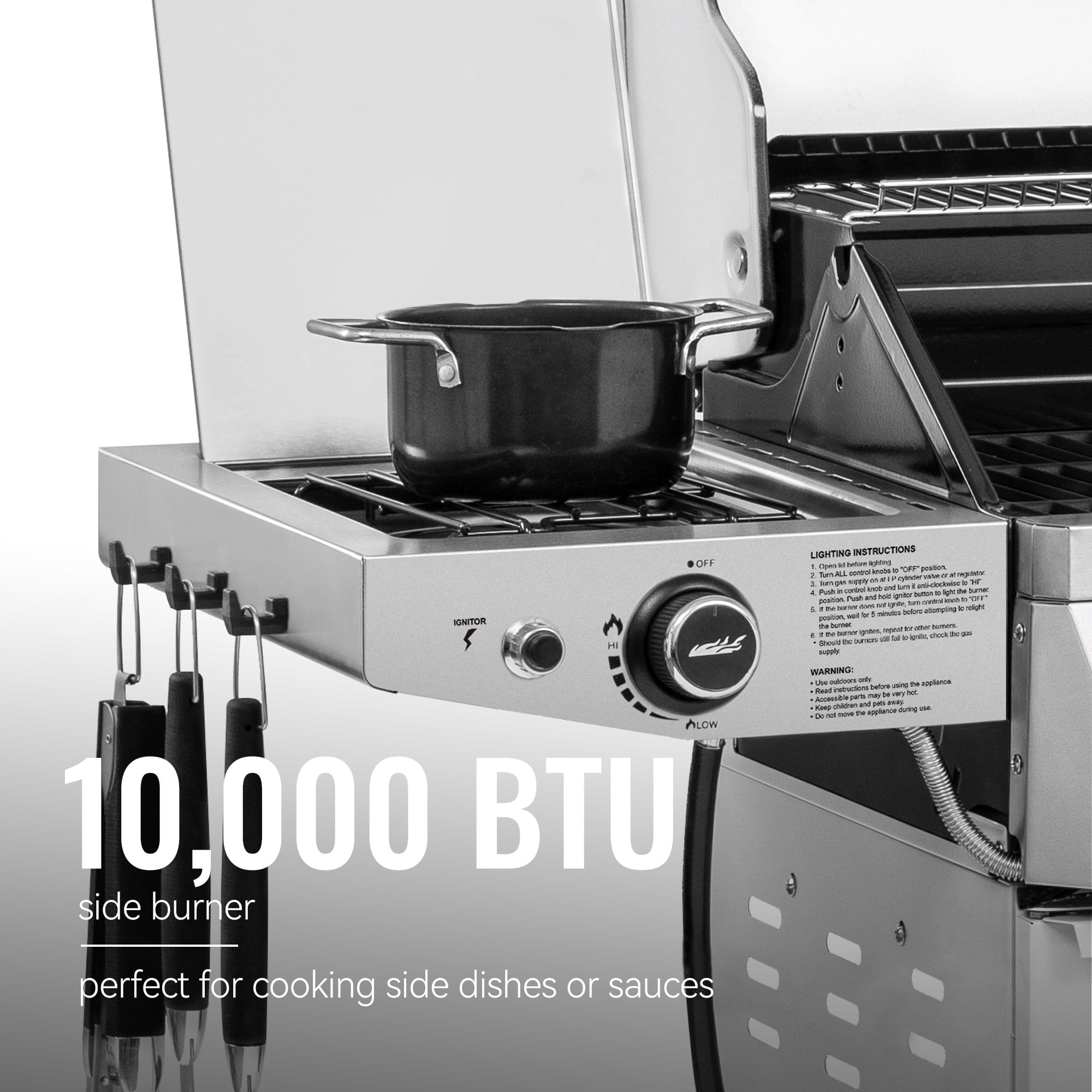 Royal Gourmet GA6406W 6-Burner BBQ Gas Grill, with Sear Burner and Side Burner, Cabinet Style Grill, 74,000 BTU, White Royal Gourmet