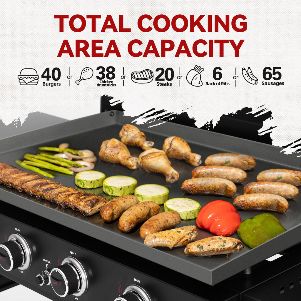Royal Gourmet GB4000P 4-Burner Gas Griddle with Hard Cover,Heavy-duty Outdoor Cooking Station for Backyard and Tailgating, 52,000 BTU, Black Royal Gourmet