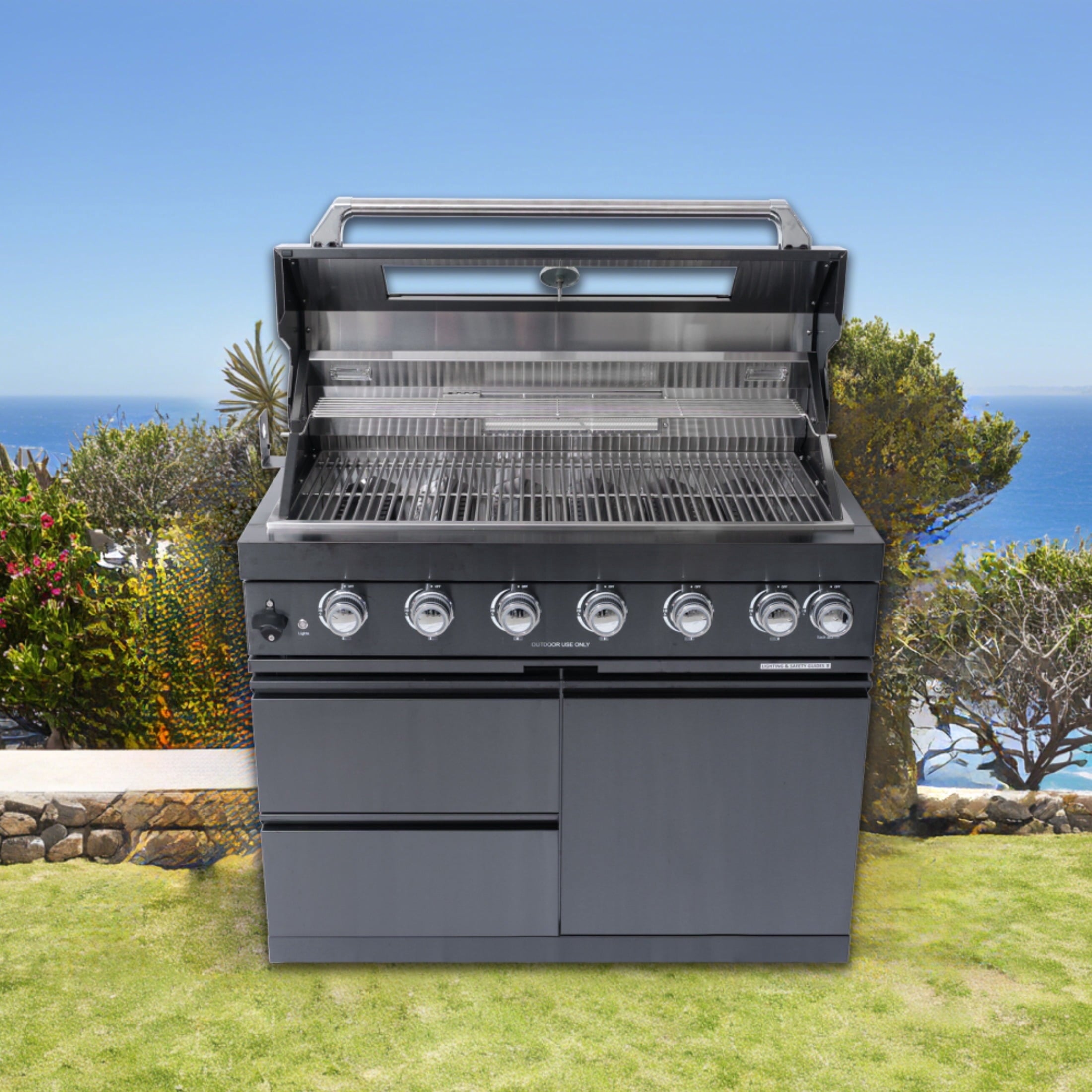 Black galaxy granite countertops, 43-inch island gas grill, Six Burners Grill 85000BUT (LTL carry） Navratil