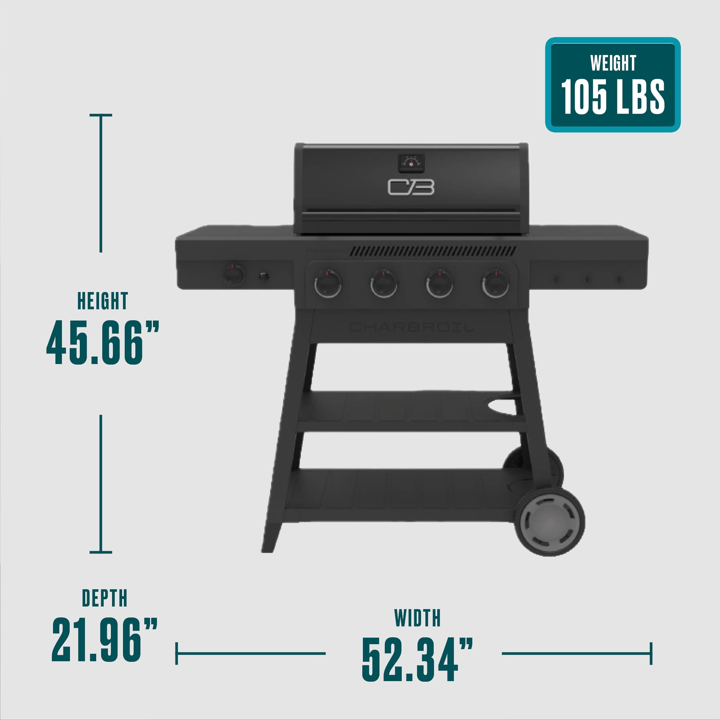 Charbroil Gas Grill, Performance Series FlavorMax 4 Burner Grill with Side Burner, Black Charbroil