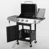 Enyopro 3-Burner Propane Gas Grill, 30000 BTU BBQ Grill with Foldable Side Table, Stainless Steel Warming Rack, Hooks, and Built-In Bottle Opener for Outdoor Barbecue Gas Grills