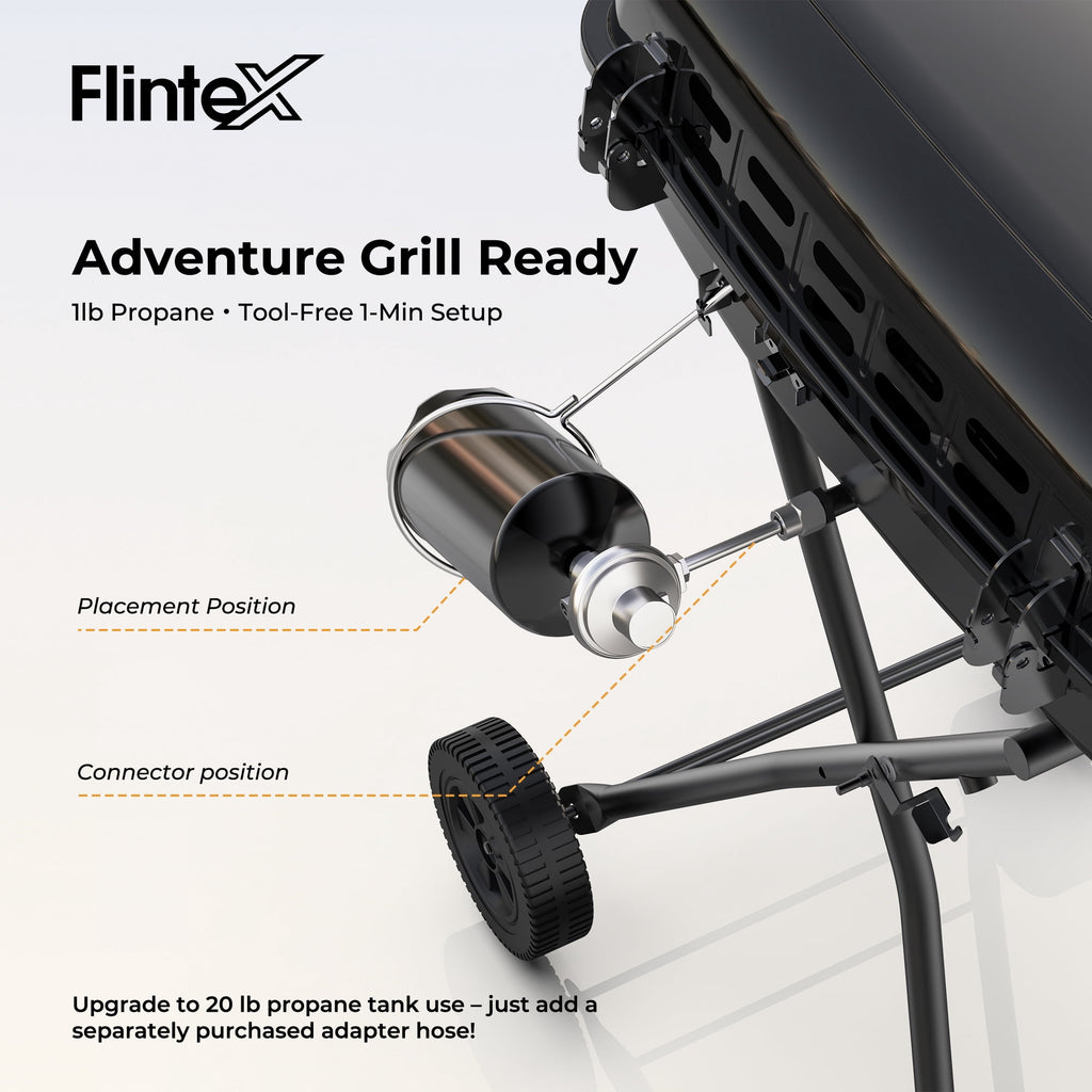 2 Burner Propane Gas Grill with Dual Cooking Surfaces, Porcelain Grate & Extra Griddle, Push-Button Ignition, Foldable Portable BBQ with Wheels for Backyard Patio Camping Gas Grills