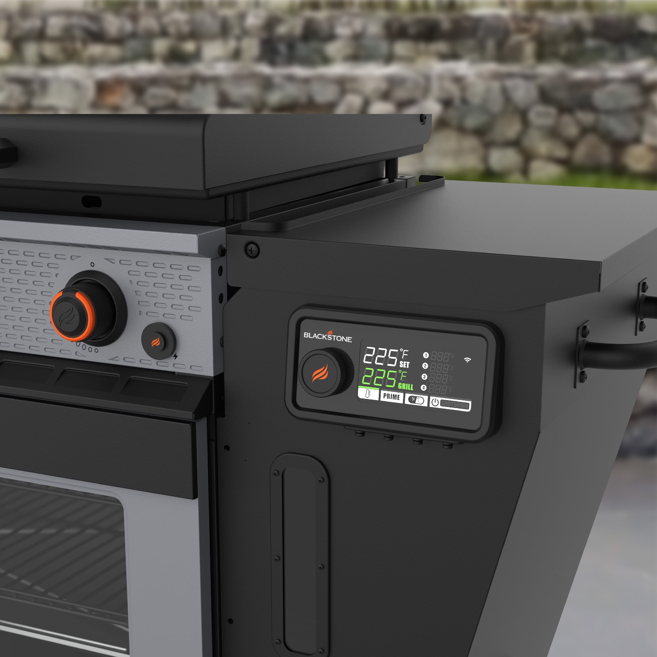 Blackstone Bronco Outdoor Combo Griddle, 36 Inch 4-Burner Flat Top Grill with Vertical Pellet Smoker Blackstone