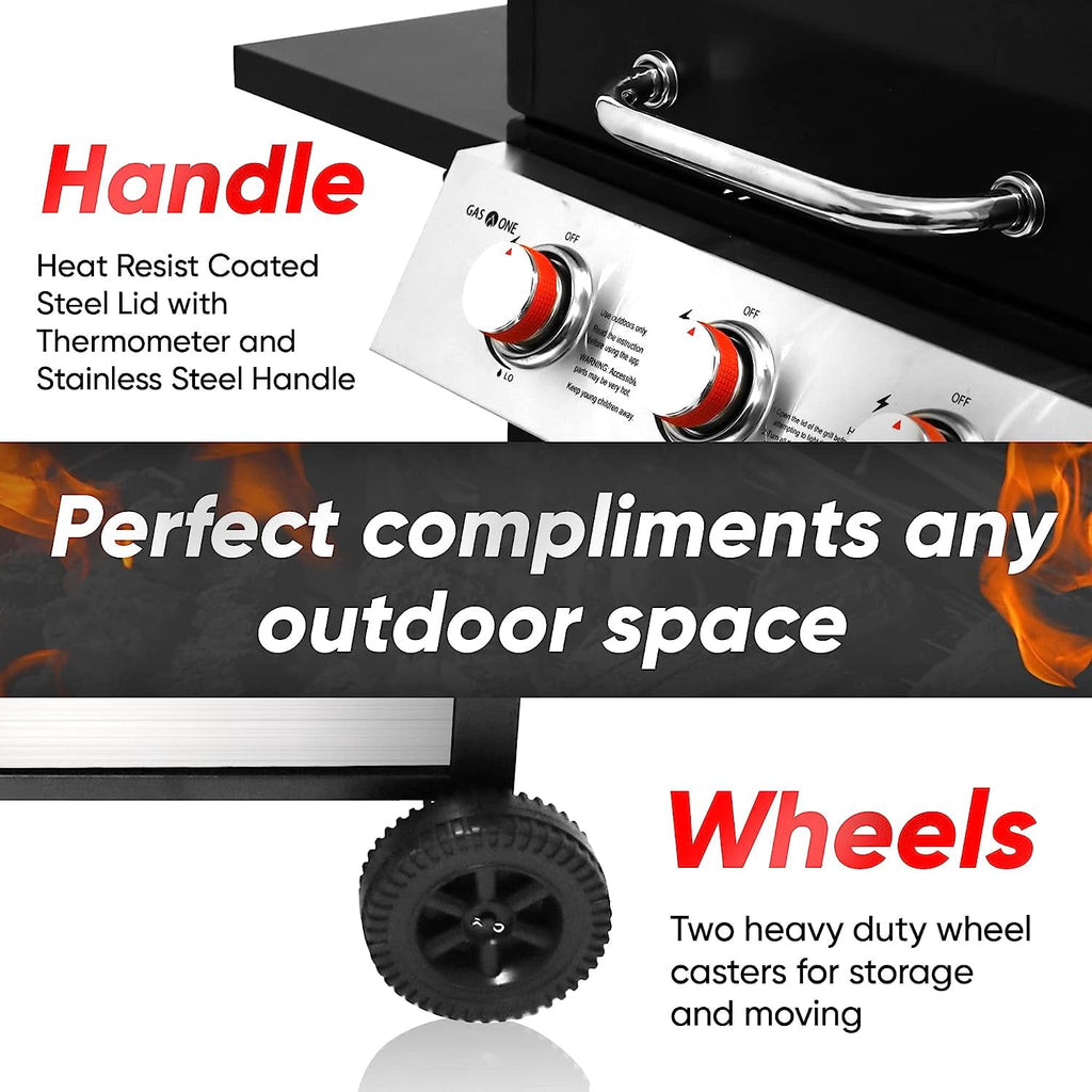 GasOne GP-1030S One 3 Burner Stainless Steel– Outdoor Cabinet Style with Wheels-High-Temperature Paint Gas One