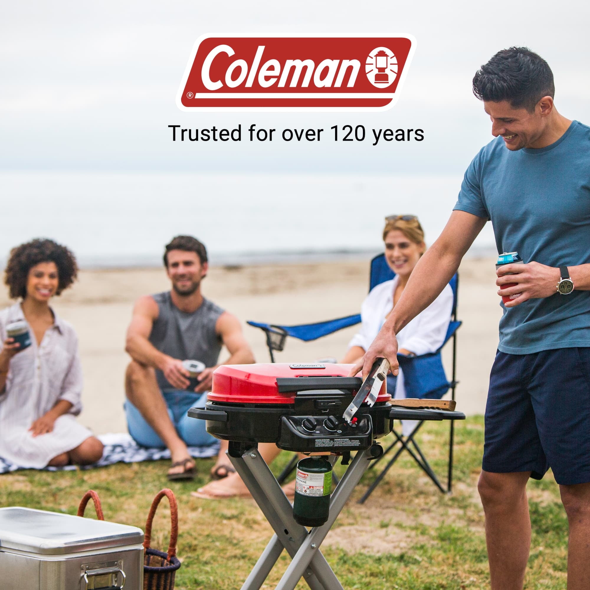 Coleman RoadTrip 285 Standup Propane Gas Grill, Red Gas Grills