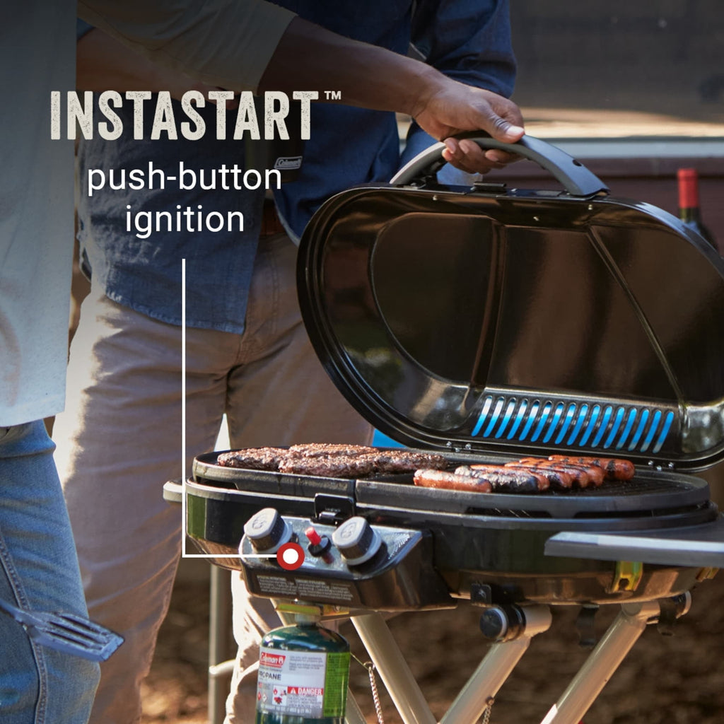 Coleman RoadTrip X-Cursion 2 Burner Propane Grill for Outdoor Camping and BBQ, Stand Up Grill, Blue Gas Grills