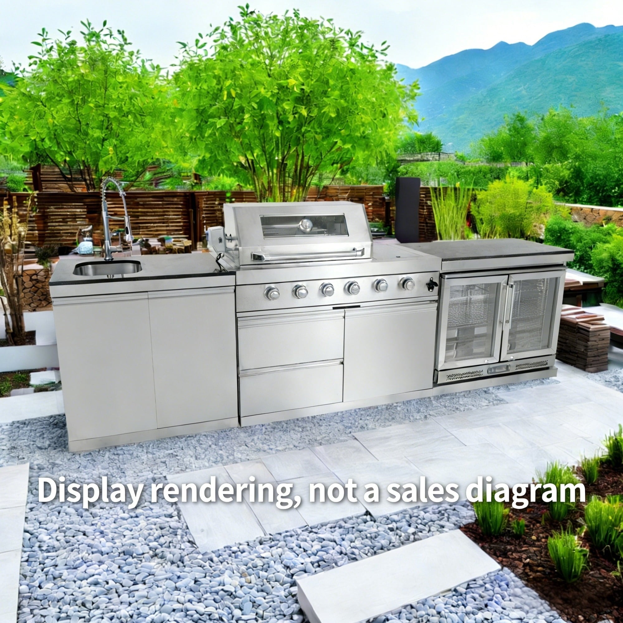 LP Gas Grill 4 Burners Grill-B Stainless steel Outdoor Kitchen Islands(LTL carry) My Store