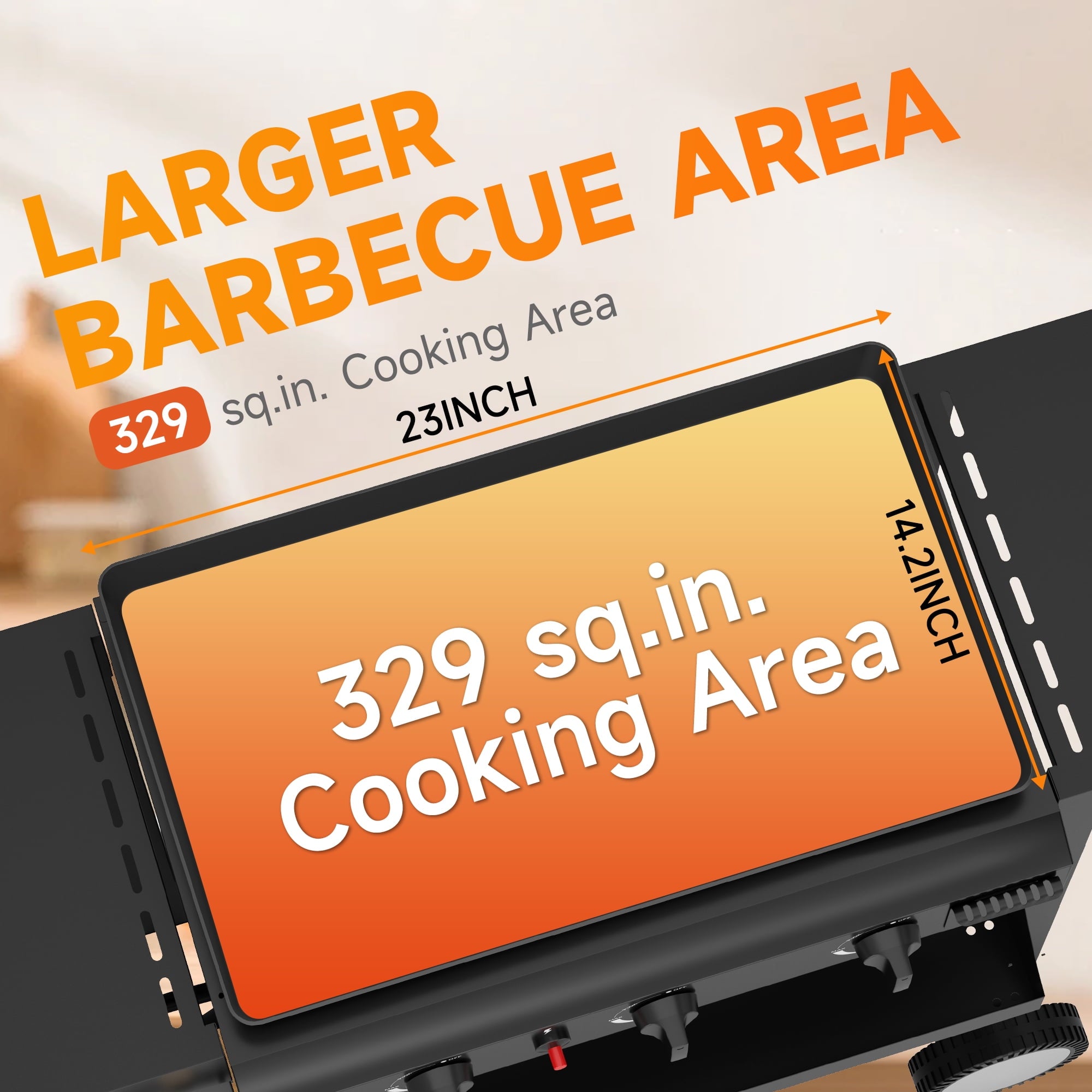 SKOK 23'' 45,000 BTUs Portable 3-Burner Propane Flat Top  Gas Propane Griddle with Hood for Camping Gas Grills