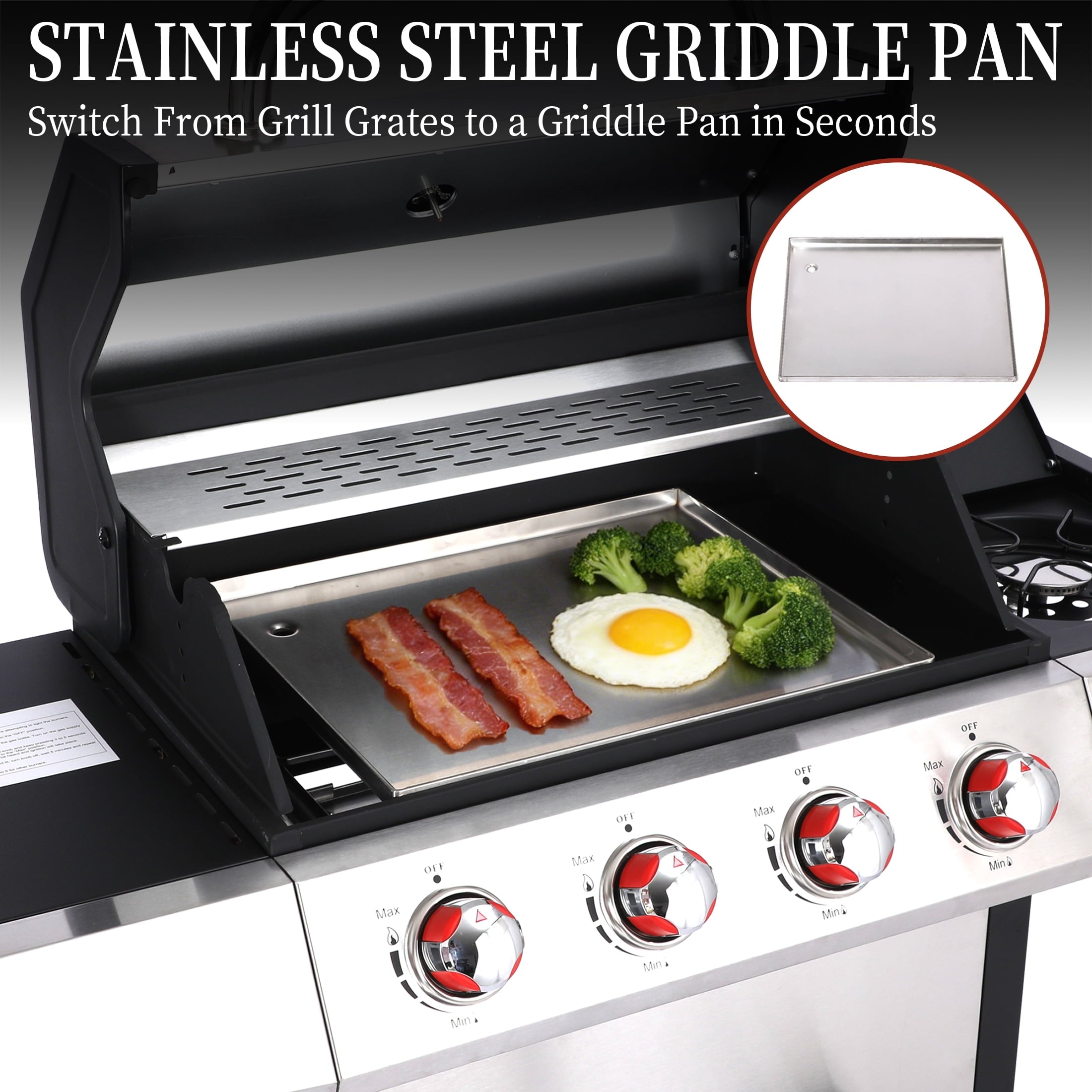 CIG GARDEN 4 Burner Gas Grill Combo with Side Burner, 3 in 1 Gas BBQ Grill with Charcoal Grill and Griddle, 52,000 Outdoor Barbecue Grill CIG GARDEN